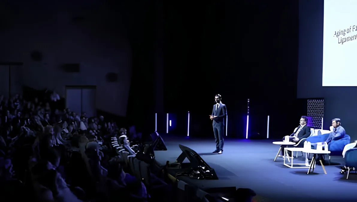 person talking to stage